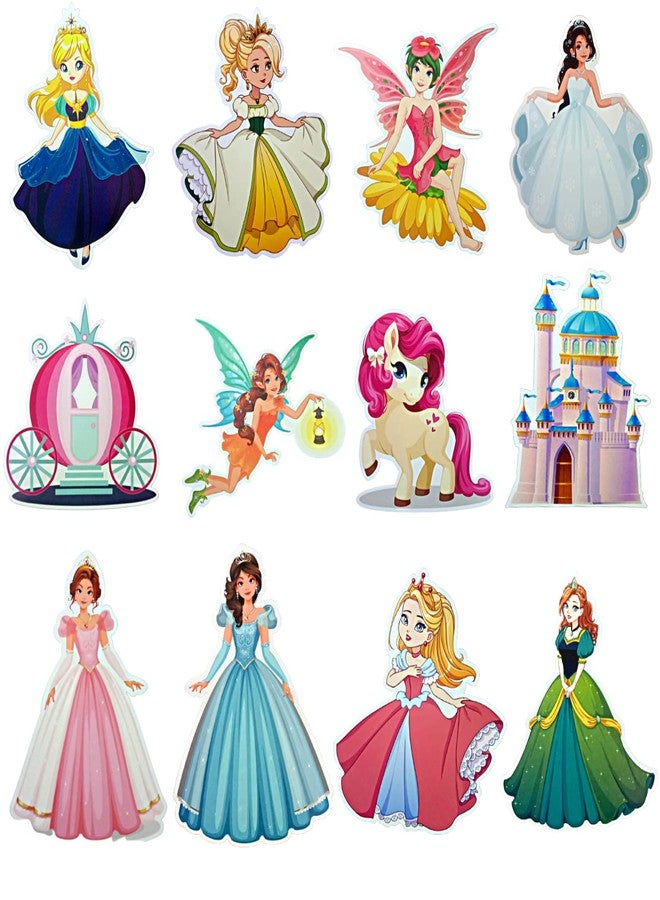 FI - FLICK IN 71 pcs Princess Theme Birthday Party Decorations Castle Princess Figure Cutouts Purple Curtain Props Cake Topper 1st Birthday Princess Decoration for Girls (Pack of 71, Multicolor) - Image 3